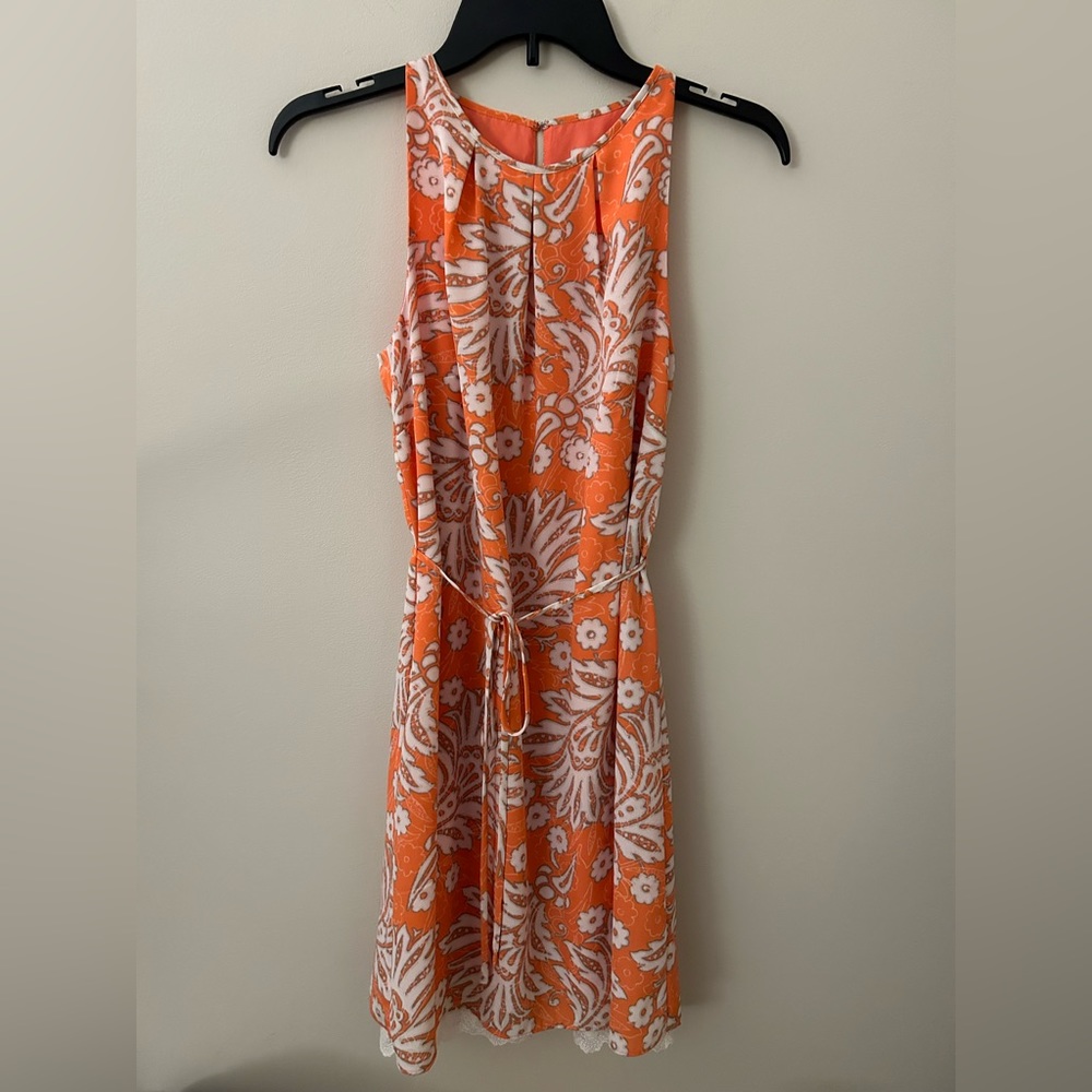 Loft Coral Print Sundress with Lace Detailing, NWOT, Size 2